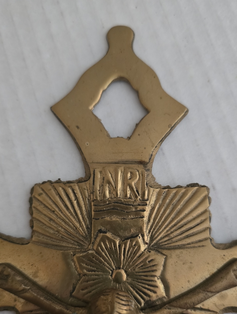 Vintage Solid Brass Crucifix Cross Wall Hanging From India - Picture 3 of 16